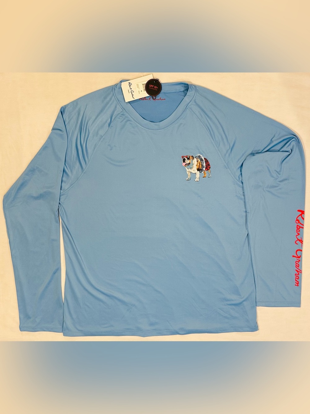 Robert Graham Men’s Rash Guard Long Sleeve T-shirt XL Light Blue NWT Beach Water